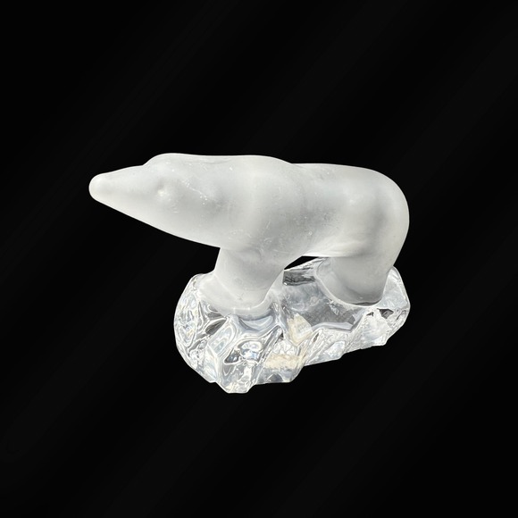 Reijmyre Mid Century Crystal Polar Bear Iceberg Sculpture Glows Green w/light - Picture 2 of 3